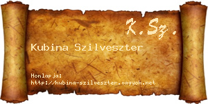 Kubina Szilveszter névjegykártya